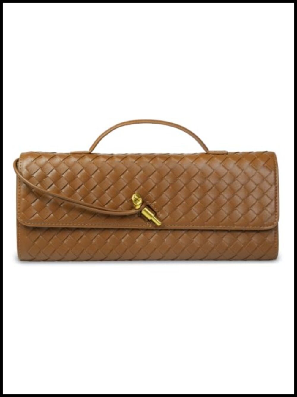 Woven Clutch for Women, PU Leather Purse with Detachable Strap